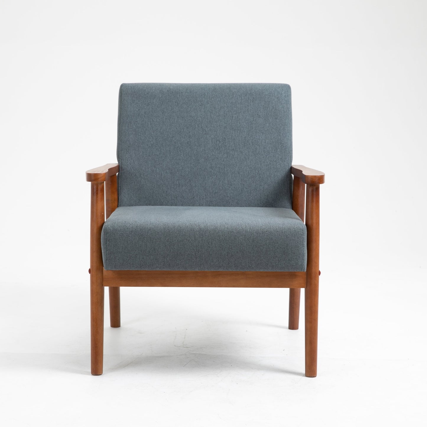 Mid-Century Wood Armchair - Blue Gray