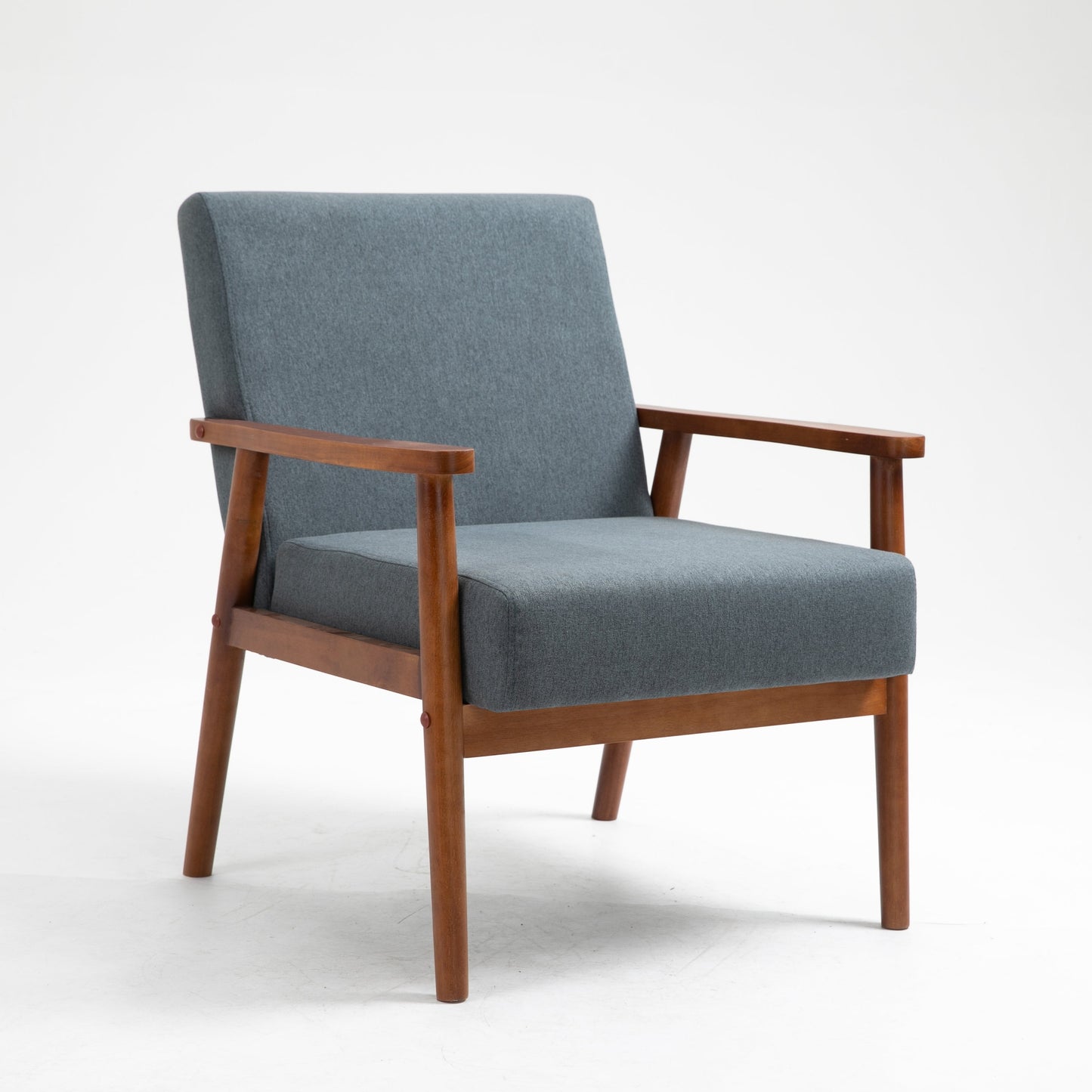 Mid-Century Wood Armchair - Blue Gray