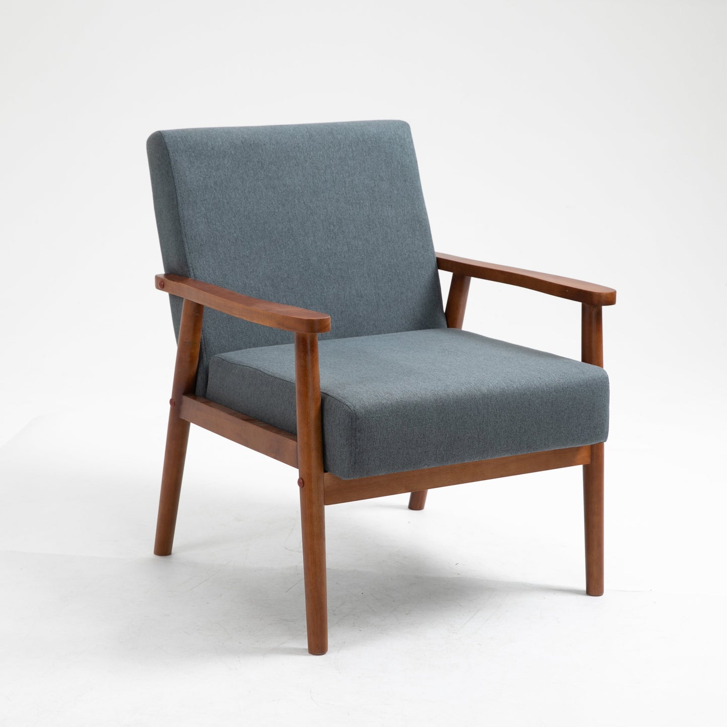 Mid-Century Wood Armchair - Blue Gray