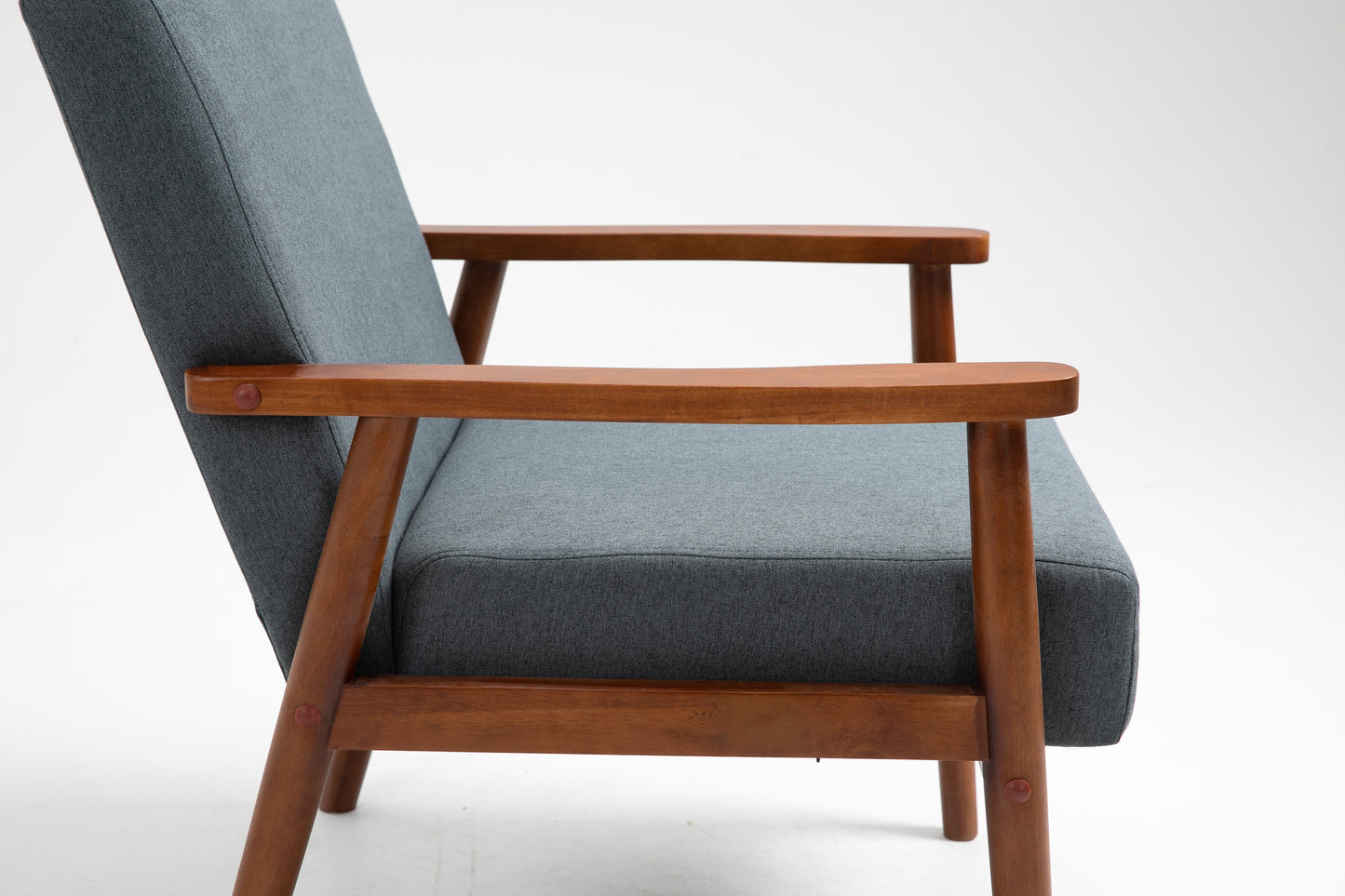 Mid-Century Wood Armchair - Blue Gray