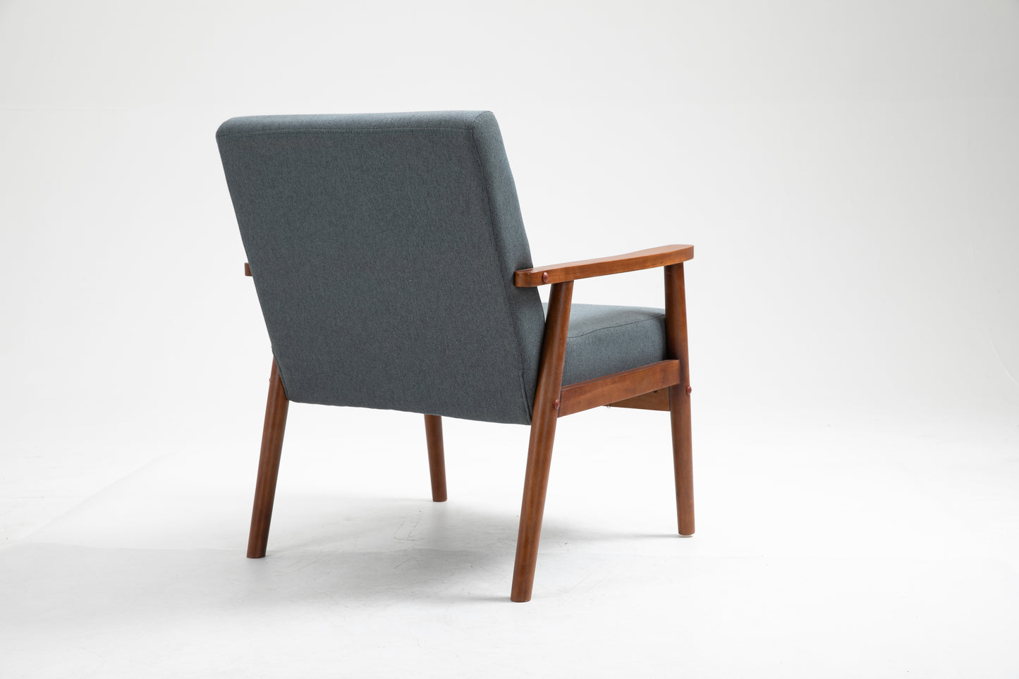 Mid-Century Wood Armchair - Blue Gray