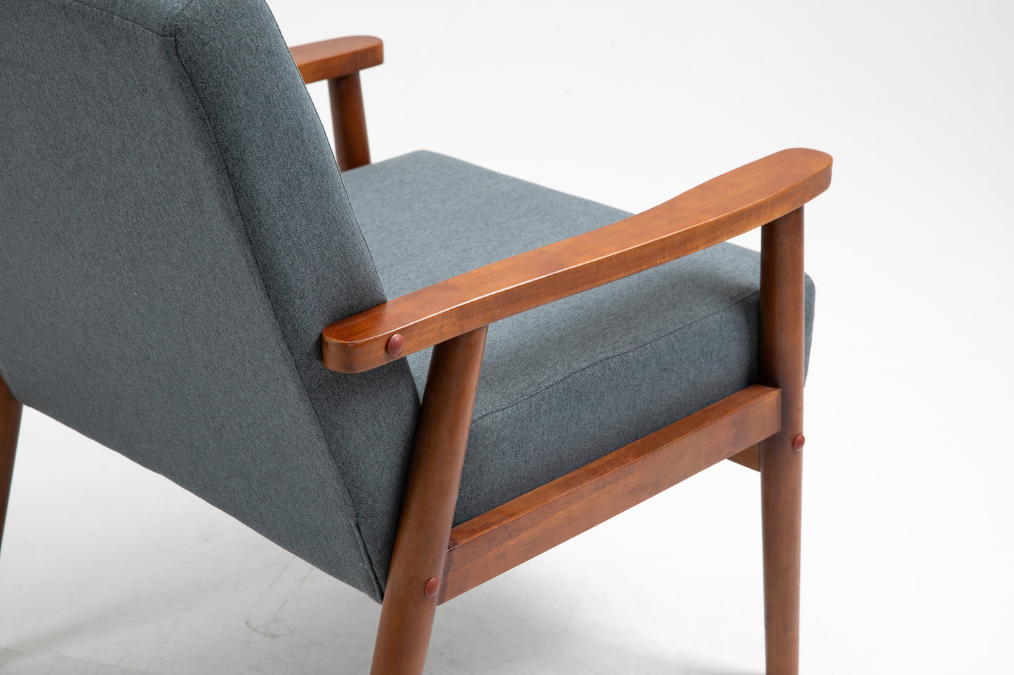 Mid-Century Wood Armchair - Blue Gray