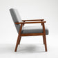 Mid-Century Wood Armchair - Light Gray