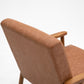 Mid-Century Brown Leather Wood Armchair