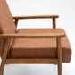 Mid-Century Brown Leather Wood Armchair
