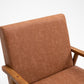 Mid-Century Brown Leather Wood Armchair