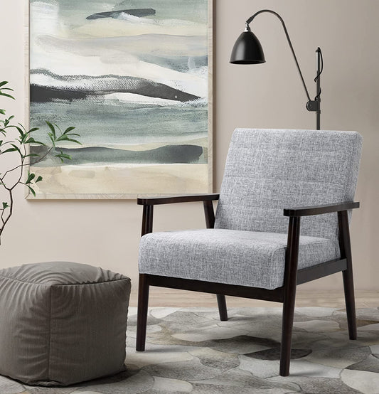 Wood Frame Accent Chair with Armrests - Gray/Dark Legs