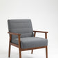 Solid Wood Polyester Armchair Set of 2 -Horizontal Channel Tufted