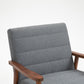 Solid Wood Polyester Armchair Set of 2 -Horizontal Channel Tufted