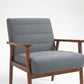 Solid Wood Polyester Armchair Set of 2 -Horizontal Channel Tufted