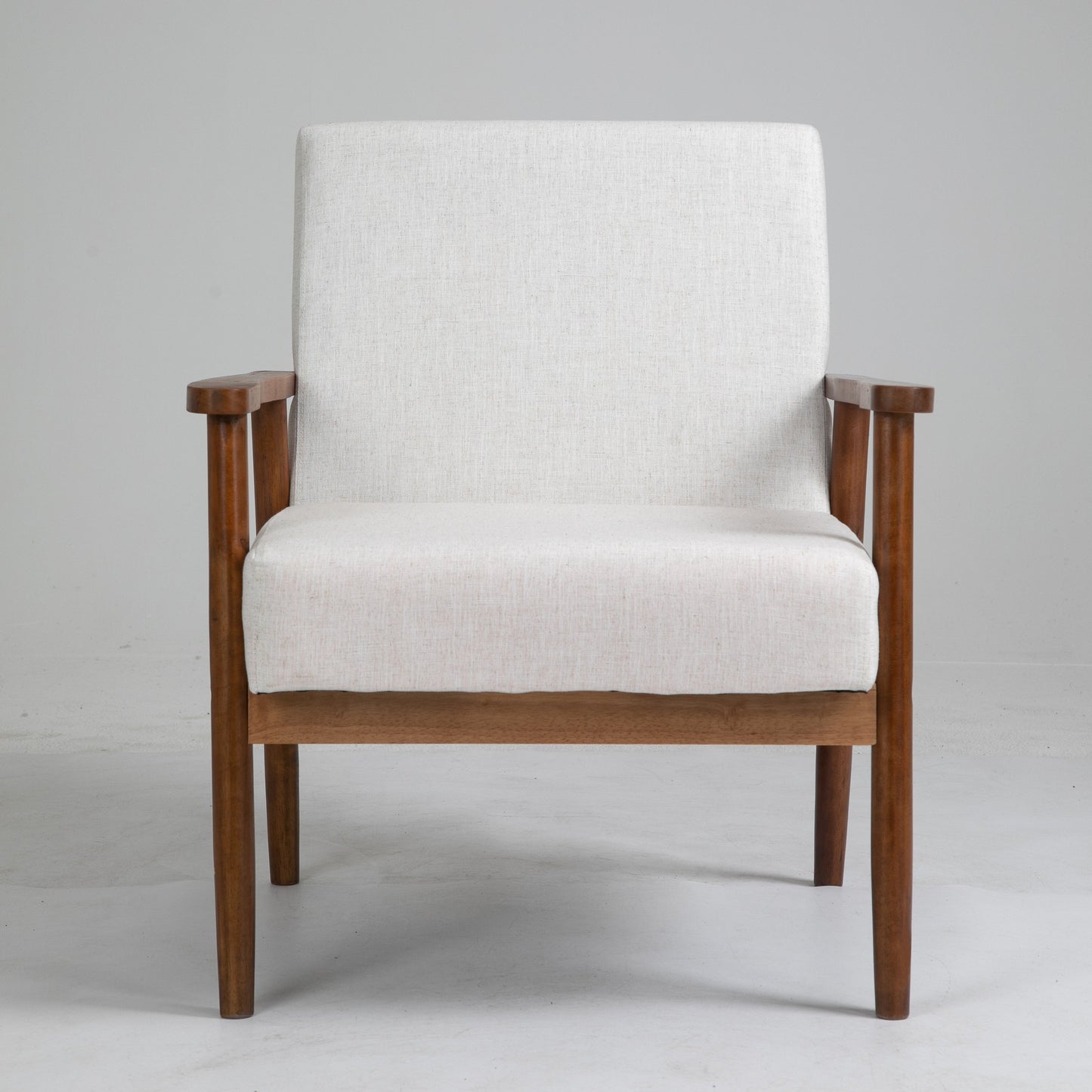 Mid-Century Wood Armchair - Beige