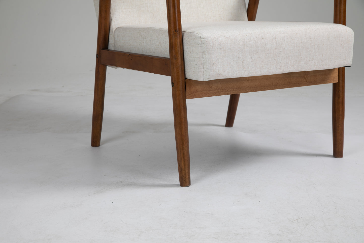 Mid-Century Wood Armchair - Beige