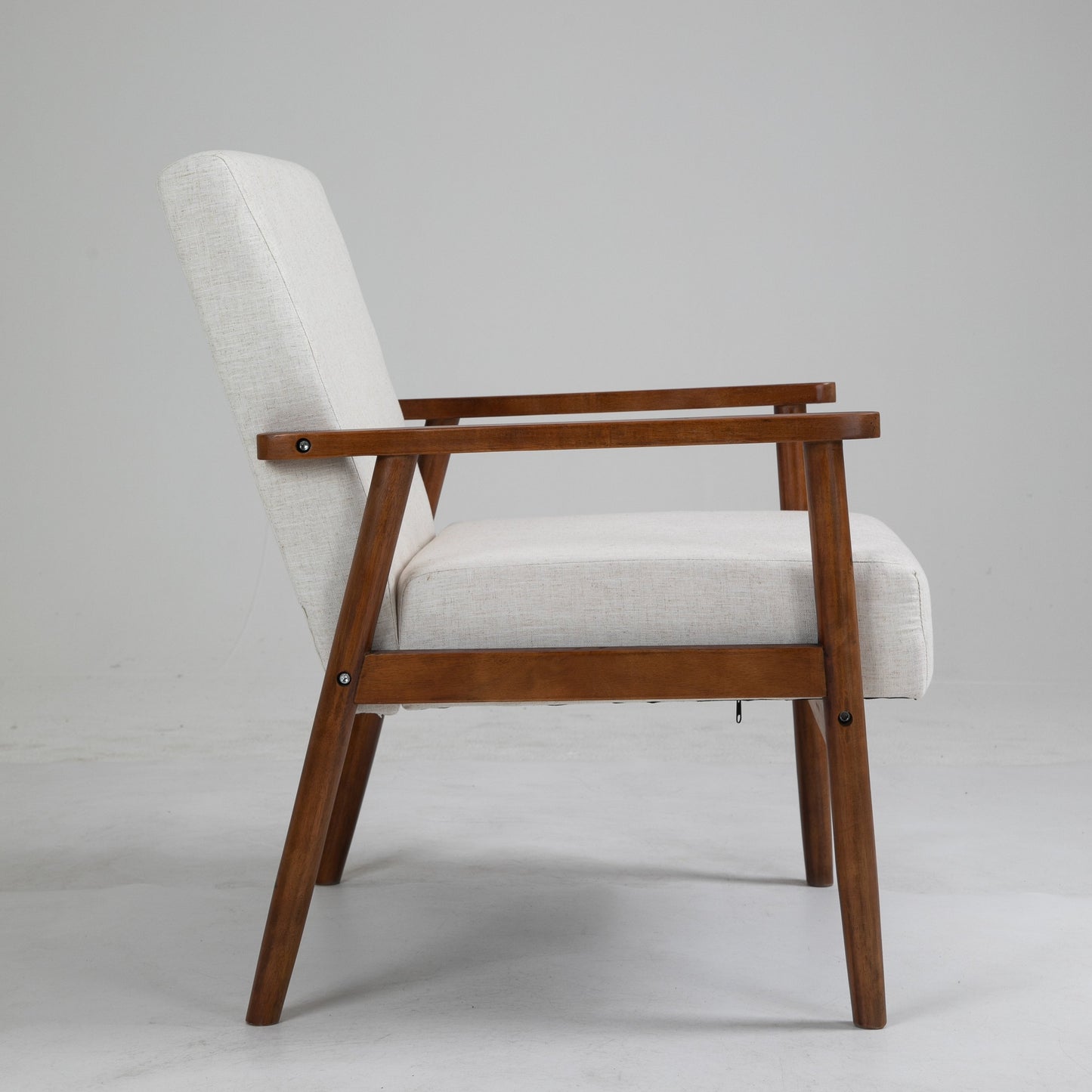 Mid-Century Wood Armchair - Beige