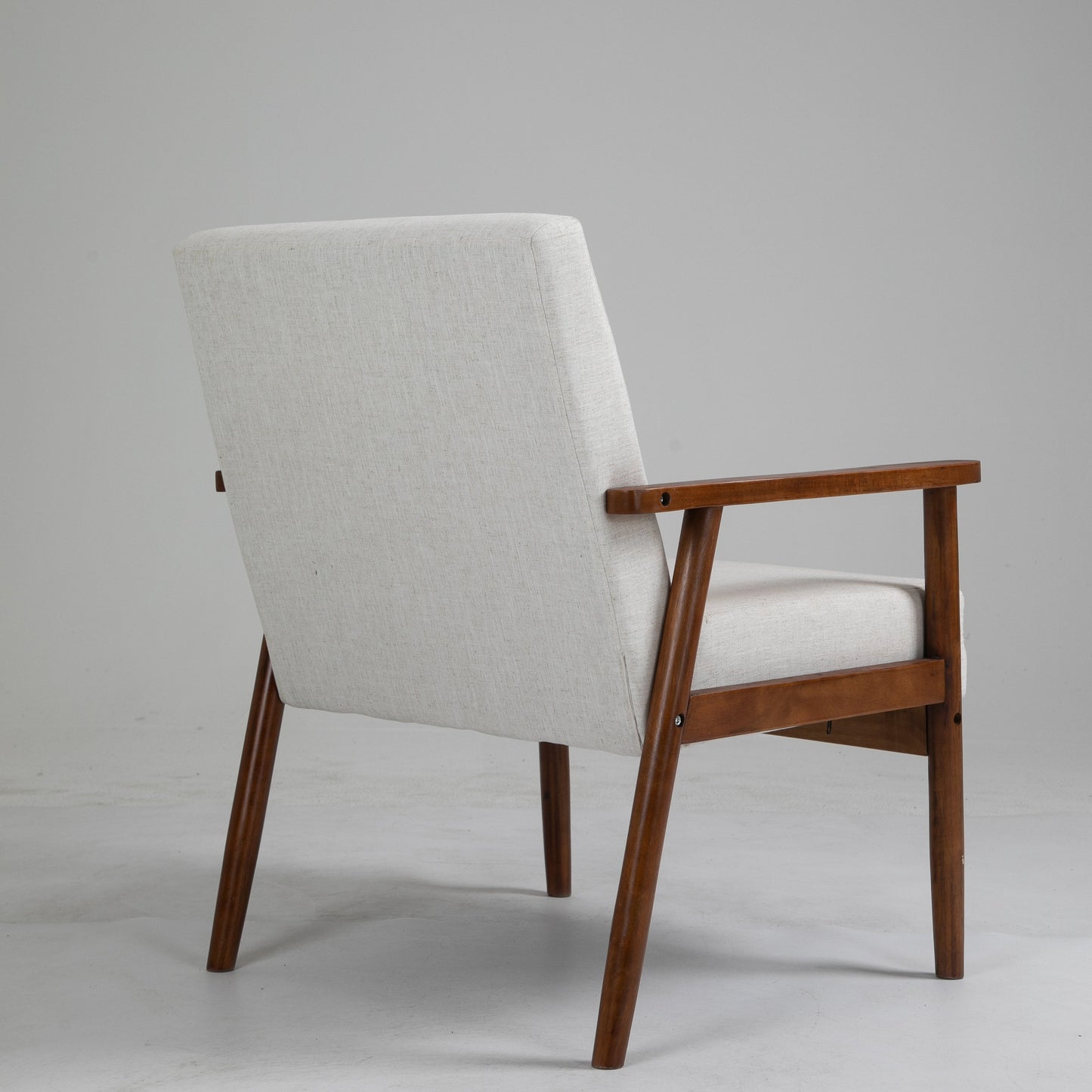 Mid-Century Wood Armchair - Beige