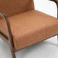 Vegan Leather Solid Wood Armchair With Curved Frame