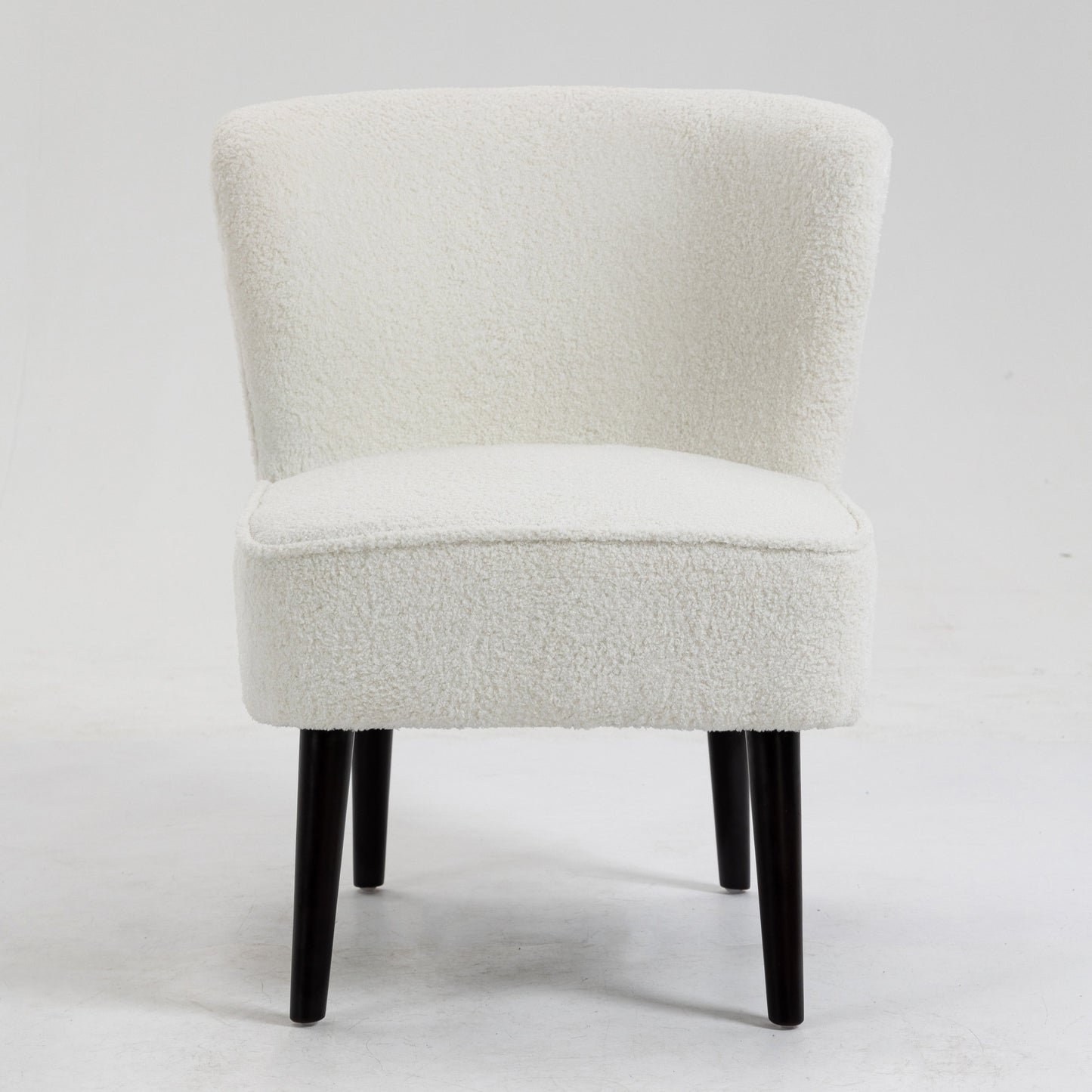 Curved Back Accent Chair -Teddy Bear White