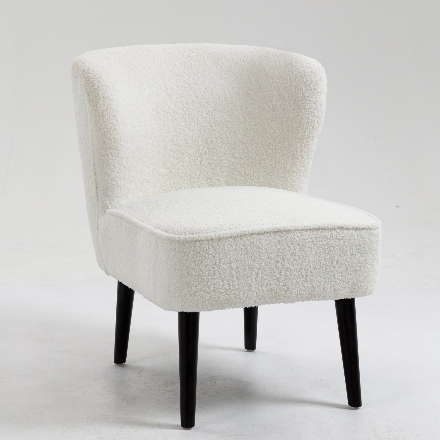 Curved Back Accent Chair -Teddy Bear White