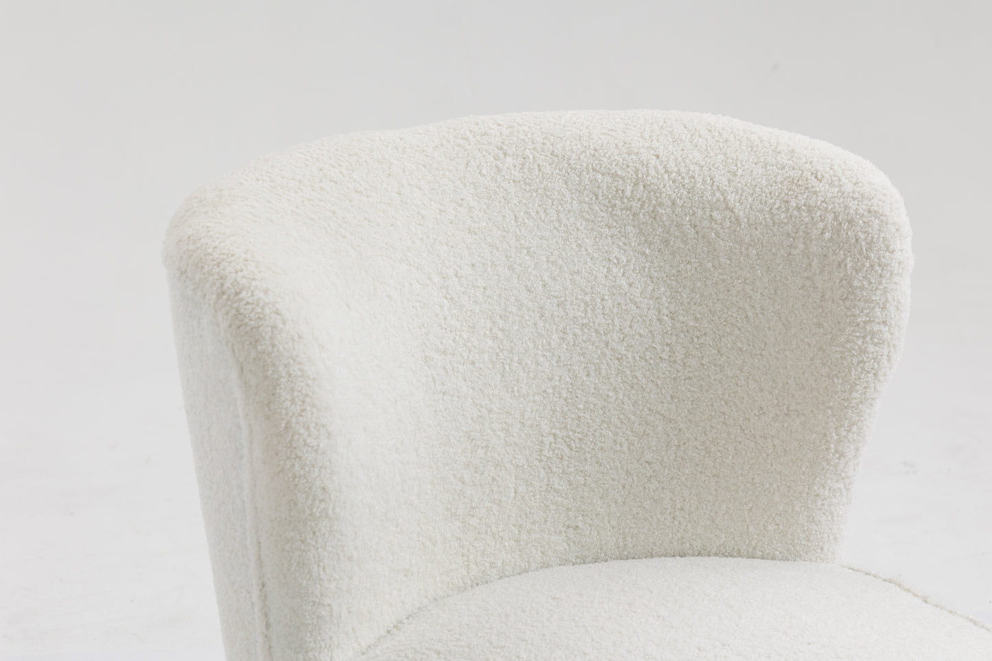 Curved Back Accent Chair -Teddy Bear White