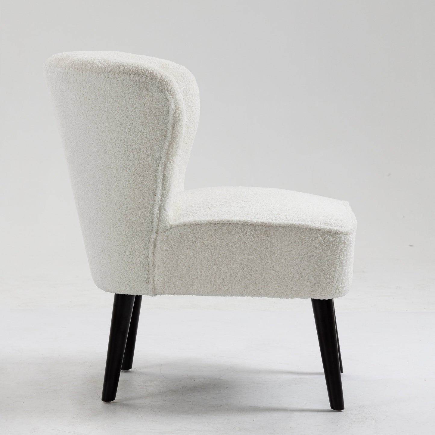 Curved Back Accent Chair -Teddy Bear White