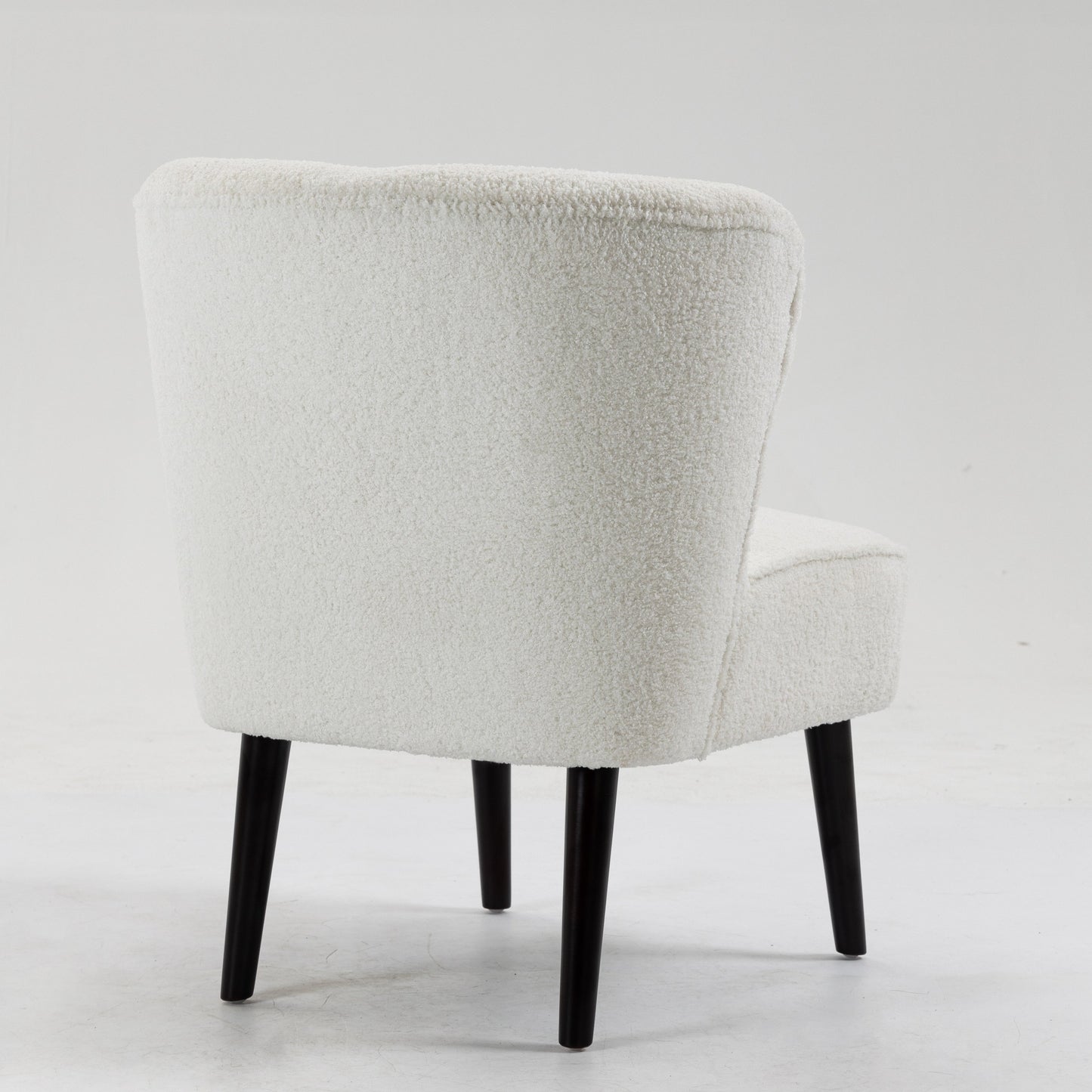 Curved Back Accent Chair -Teddy Bear White