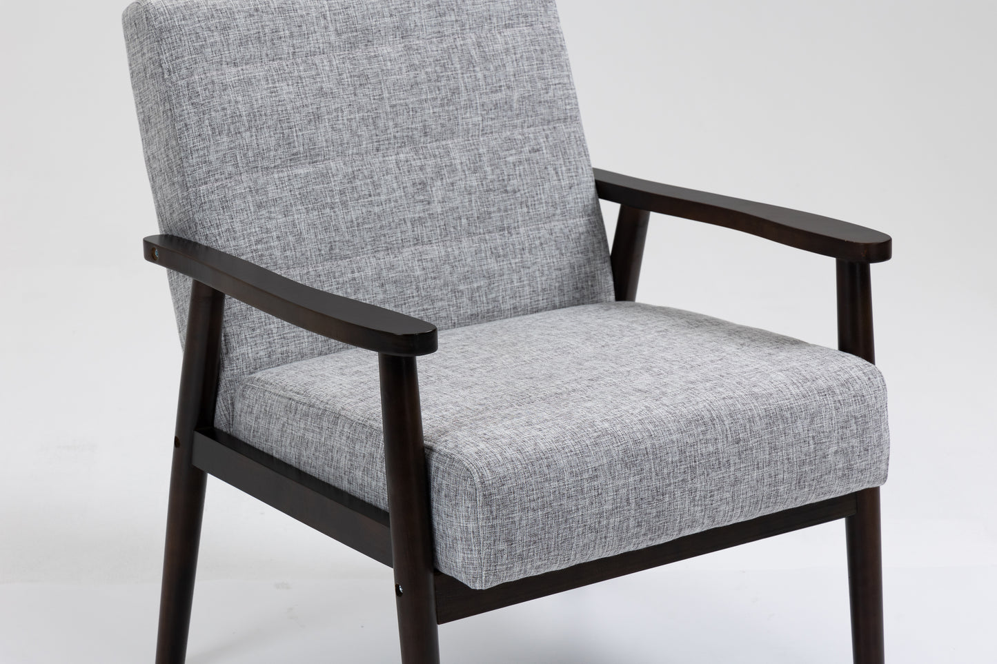 Wood Frame Accent Chair with Armrests - Gray/Dark Legs