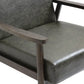 Solid Wood Vegan Leather Upholstered Armchairs -Green - Set of 2