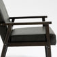 Solid Wood Vegan Leather Upholstered Armchairs -Green - Set of 2