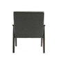 Wood Frame Accent Chair with Armrests, Green Leather