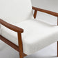 Wood Frame Accent Chair with Armrests, Teddy Bear White