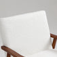 Wood Frame Accent Chair with Armrests, Teddy Bear White