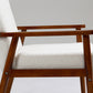 Wood Frame Accent Chair with Armrests, Teddy Bear White