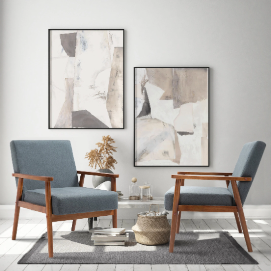 Mid-Century Wood Armchair - Blue Gray