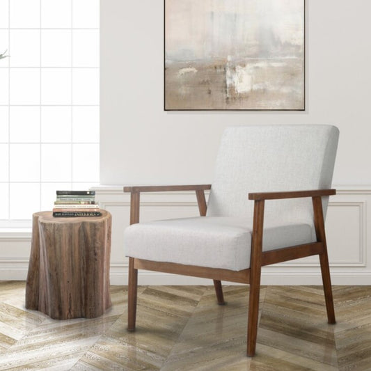 Mid-Century Wood Armchair - Beige