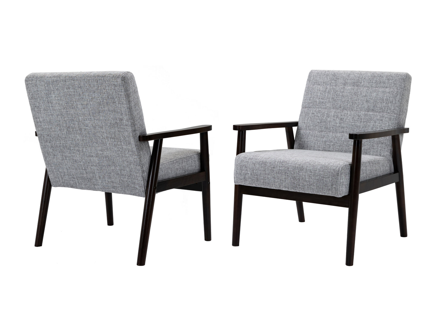 Solid Wood Polyester Armchair Set of 2 - Gray/Dark Legs