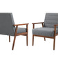 Solid Wood Polyester Armchair Set of 2 -Horizontal Channel Tufted