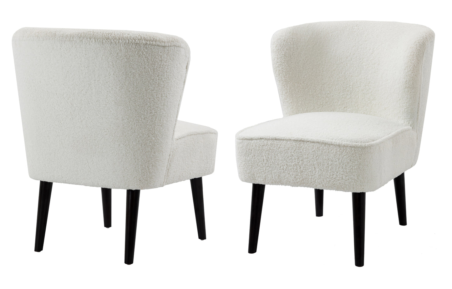 Curved Back Accent Chair -Teddy Bear White