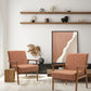 Mid-Century Brown Leather Wood Armchair